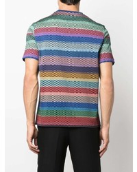 mehrfarbiges horizontal gestreiftes T-Shirt mit einem Rundhalsausschnitt von Paul Smith