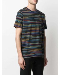 mehrfarbiges horizontal gestreiftes T-Shirt mit einem Rundhalsausschnitt von PS Paul Smith