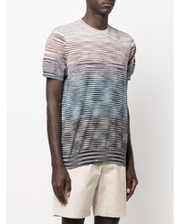 mehrfarbiges horizontal gestreiftes T-Shirt mit einem Rundhalsausschnitt von Missoni