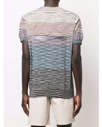 mehrfarbiges horizontal gestreiftes T-Shirt mit einem Rundhalsausschnitt von Missoni