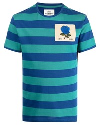 mehrfarbiges horizontal gestreiftes T-Shirt mit einem Rundhalsausschnitt von Kent & Curwen