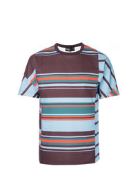 mehrfarbiges horizontal gestreiftes T-Shirt mit einem Rundhalsausschnitt von Kolor