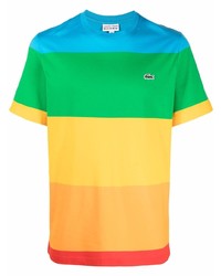 mehrfarbiges horizontal gestreiftes T-Shirt mit einem Rundhalsausschnitt von Lacoste