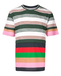 mehrfarbiges horizontal gestreiftes T-Shirt mit einem Rundhalsausschnitt von Loewe