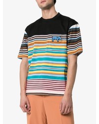 mehrfarbiges horizontal gestreiftes T-Shirt mit einem Rundhalsausschnitt von Prada