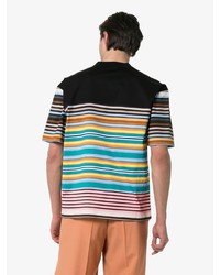 mehrfarbiges horizontal gestreiftes T-Shirt mit einem Rundhalsausschnitt von Prada