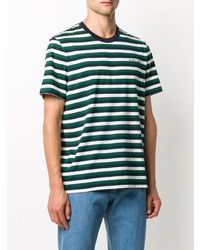 mehrfarbiges horizontal gestreiftes T-Shirt mit einem Rundhalsausschnitt von Helmut Lang