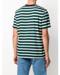 mehrfarbiges horizontal gestreiftes T-Shirt mit einem Rundhalsausschnitt von Helmut Lang