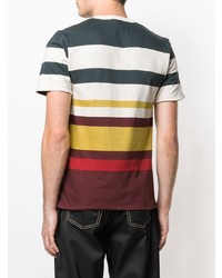 mehrfarbiges horizontal gestreiftes T-Shirt mit einem Rundhalsausschnitt von MAISON KITSUNÉ