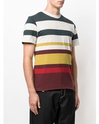 mehrfarbiges horizontal gestreiftes T-Shirt mit einem Rundhalsausschnitt von MAISON KITSUNÉ