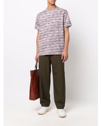 mehrfarbiges horizontal gestreiftes T-Shirt mit einem Rundhalsausschnitt von Missoni