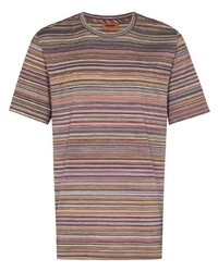mehrfarbiges horizontal gestreiftes T-Shirt mit einem Rundhalsausschnitt von Missoni