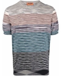 mehrfarbiges horizontal gestreiftes T-Shirt mit einem Rundhalsausschnitt von Missoni