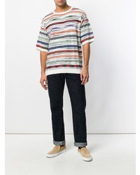 mehrfarbiges horizontal gestreiftes T-Shirt mit einem Rundhalsausschnitt von Missoni