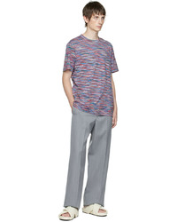 mehrfarbiges horizontal gestreiftes T-Shirt mit einem Rundhalsausschnitt von Missoni