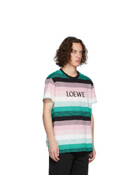 mehrfarbiges horizontal gestreiftes T-Shirt mit einem Rundhalsausschnitt von Loewe