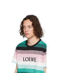 mehrfarbiges horizontal gestreiftes T-Shirt mit einem Rundhalsausschnitt von Loewe