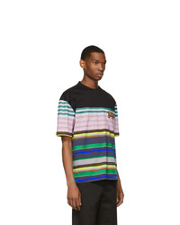 mehrfarbiges horizontal gestreiftes T-Shirt mit einem Rundhalsausschnitt von Prada