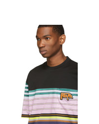 mehrfarbiges horizontal gestreiftes T-Shirt mit einem Rundhalsausschnitt von Prada