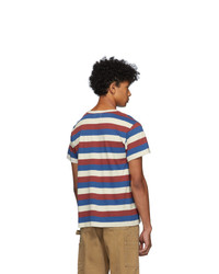 mehrfarbiges horizontal gestreiftes T-Shirt mit einem Rundhalsausschnitt von VISVIM