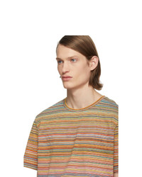 mehrfarbiges horizontal gestreiftes T-Shirt mit einem Rundhalsausschnitt von Missoni