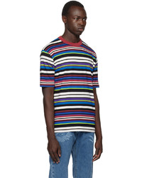 mehrfarbiges horizontal gestreiftes T-Shirt mit einem Rundhalsausschnitt von Ps By Paul Smith