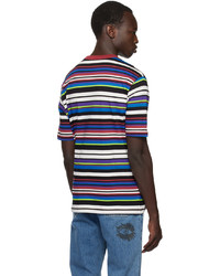 mehrfarbiges horizontal gestreiftes T-Shirt mit einem Rundhalsausschnitt von Ps By Paul Smith