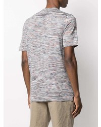 mehrfarbiges horizontal gestreiftes T-Shirt mit einem Rundhalsausschnitt von Missoni