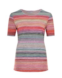 mehrfarbiges horizontal gestreiftes T-Shirt mit einem Rundhalsausschnitt von NAVIGAZIONE