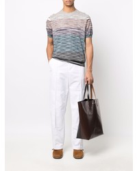 mehrfarbiges horizontal gestreiftes T-Shirt mit einem Rundhalsausschnitt von Missoni