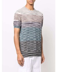 mehrfarbiges horizontal gestreiftes T-Shirt mit einem Rundhalsausschnitt von Missoni