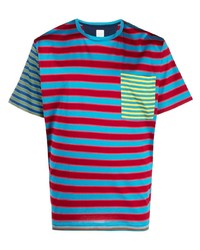 mehrfarbiges horizontal gestreiftes T-Shirt mit einem Rundhalsausschnitt von Paul Smith