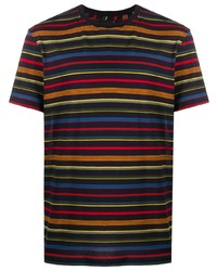 mehrfarbiges horizontal gestreiftes T-Shirt mit einem Rundhalsausschnitt von PS Paul Smith