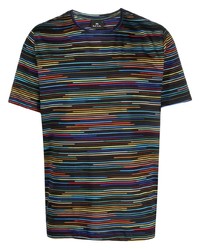 mehrfarbiges horizontal gestreiftes T-Shirt mit einem Rundhalsausschnitt von PS Paul Smith