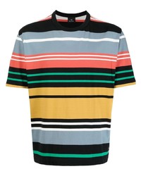 mehrfarbiges horizontal gestreiftes T-Shirt mit einem Rundhalsausschnitt von PS Paul Smith