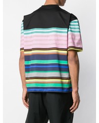 mehrfarbiges horizontal gestreiftes T-Shirt mit einem Rundhalsausschnitt von Prada