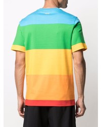 mehrfarbiges horizontal gestreiftes T-Shirt mit einem Rundhalsausschnitt von Lacoste