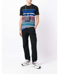 mehrfarbiges horizontal gestreiftes T-Shirt mit einem Rundhalsausschnitt von PS Paul Smith