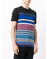 mehrfarbiges horizontal gestreiftes T-Shirt mit einem Rundhalsausschnitt von PS Paul Smith