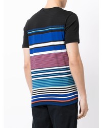 mehrfarbiges horizontal gestreiftes T-Shirt mit einem Rundhalsausschnitt von PS Paul Smith