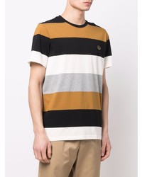 mehrfarbiges horizontal gestreiftes T-Shirt mit einem Rundhalsausschnitt von Fred Perry