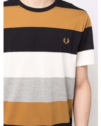 mehrfarbiges horizontal gestreiftes T-Shirt mit einem Rundhalsausschnitt von Fred Perry