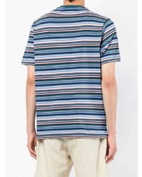 mehrfarbiges horizontal gestreiftes T-Shirt mit einem Rundhalsausschnitt von PS Paul Smith