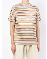 mehrfarbiges horizontal gestreiftes T-Shirt mit einem Rundhalsausschnitt von PS Paul Smith