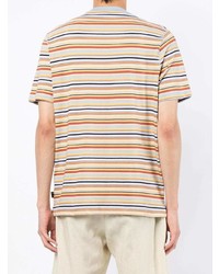 mehrfarbiges horizontal gestreiftes T-Shirt mit einem Rundhalsausschnitt von PS Paul Smith