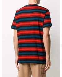 mehrfarbiges horizontal gestreiftes T-Shirt mit einem Rundhalsausschnitt von PS Paul Smith