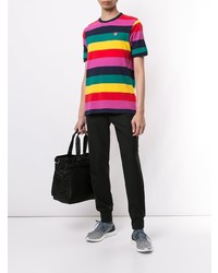 mehrfarbiges horizontal gestreiftes T-Shirt mit einem Rundhalsausschnitt von Fila