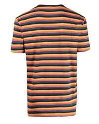 mehrfarbiges horizontal gestreiftes T-Shirt mit einem Rundhalsausschnitt von Paul Smith