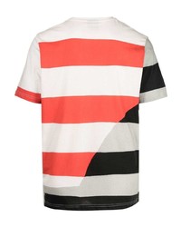 mehrfarbiges horizontal gestreiftes T-Shirt mit einem Rundhalsausschnitt von PS Paul Smith