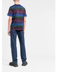 mehrfarbiges horizontal gestreiftes T-Shirt mit einem Rundhalsausschnitt von Missoni